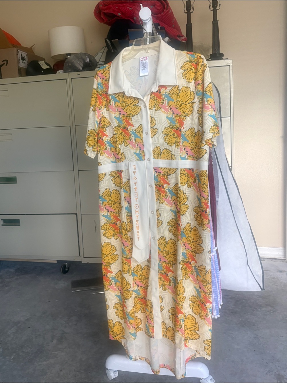 Disney ParksMarvel Wakanda Black Panther Dress w/Yellow and Pink Floral Print